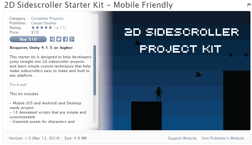unity 插件2D Sidescroller Starter Kit – Mobile Friendly