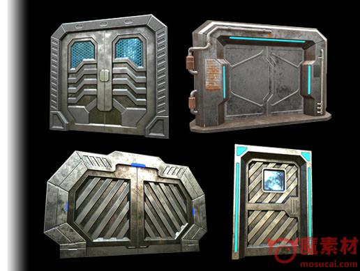 U3D 科幻门 宇宙飞船舱门 资源下载 Animated Sci-Fi Doors v1.0