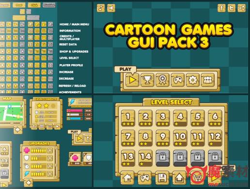 卡通游戏UI3 Cartoon Game GUI 3