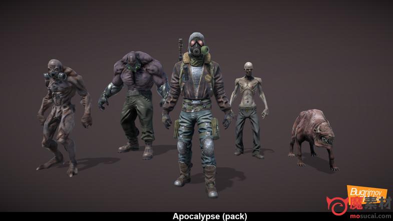 unity 3D变异 异形 丧尸模型资源下载Characters and enviroments Apocalypse (pack)