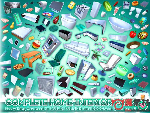 3D室内设计家具物件资源包Complete Home Interior Pack