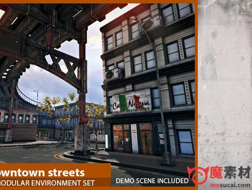 unity实景城市街道场景资源Downtown Streets – Modular Environment Set v1.35