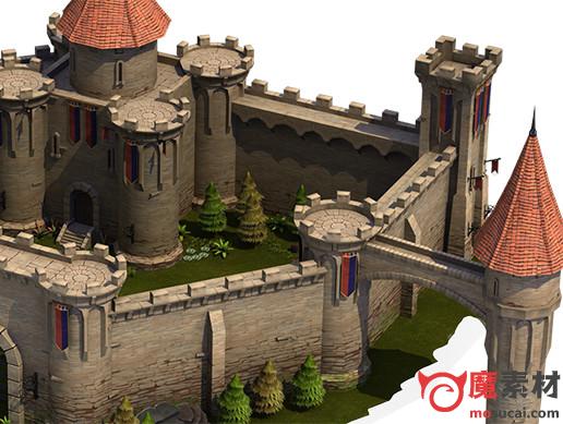 UNITY 3D 游戏 中世纪城堡模型资源包Top-Down Medieval Castle