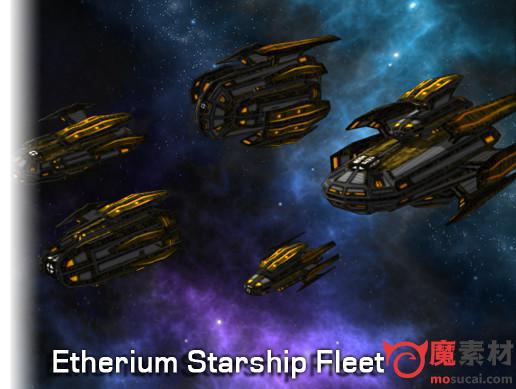 unity 科幻宇宙飞船模型资源包Etherium Starship Fleet Package