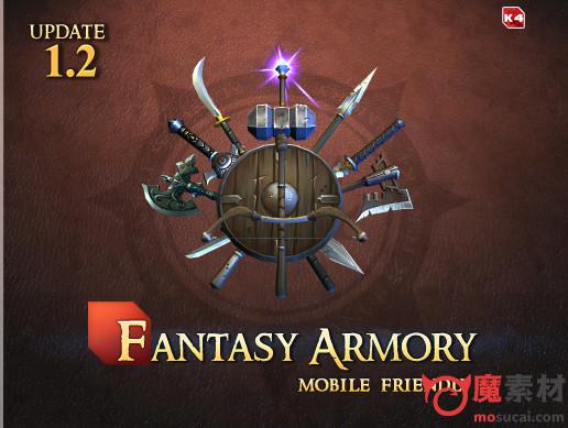 unity游戏武器3D模型资源包Fantasy Armory: Weapons Pack