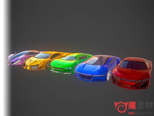 3D5款赛车跑车轿车3D模型下载Five Race Cars Models Pack