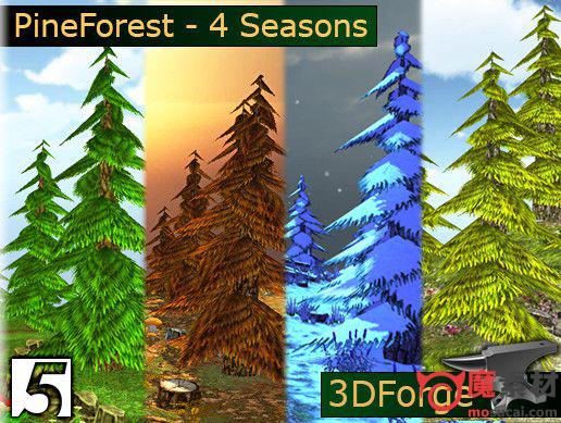 3D松林松树四季场景环境资源FKM – PineForest 4 Seasons