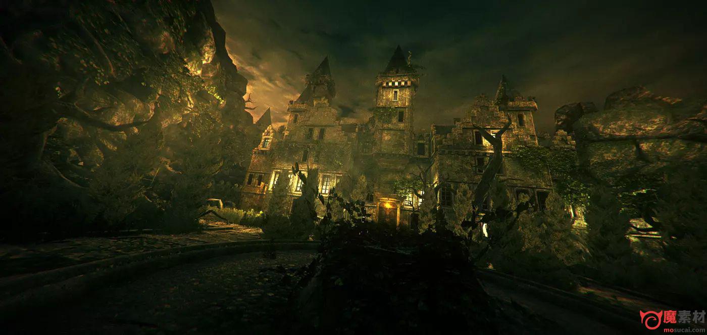 3D废弃的庄园外环境场景 暗黑系古堡环境资源包HE – Abandoned Manor Exterior v1.1