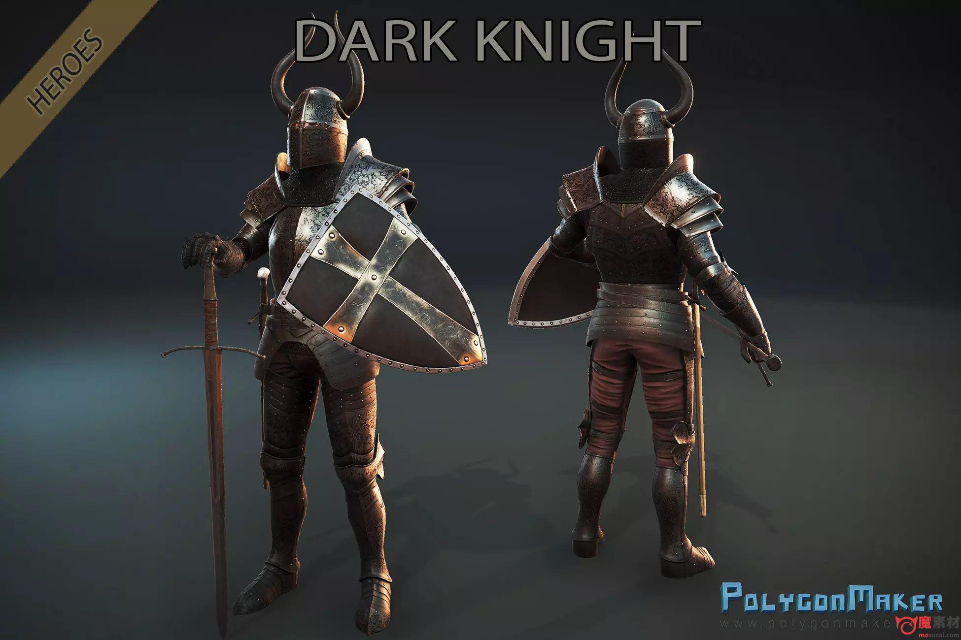 3D高模带脸部表情英雄黑暗骑士模型资源下载Heroes – Dark Knight
