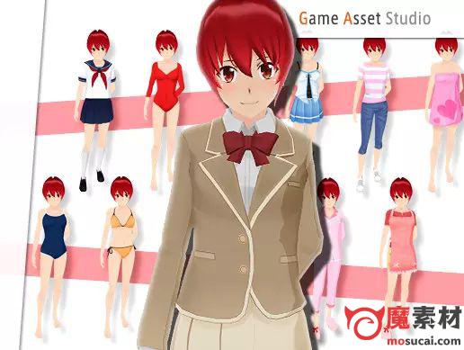 3D日本少女动漫风格模型动作Honoka Futaba Basic Set