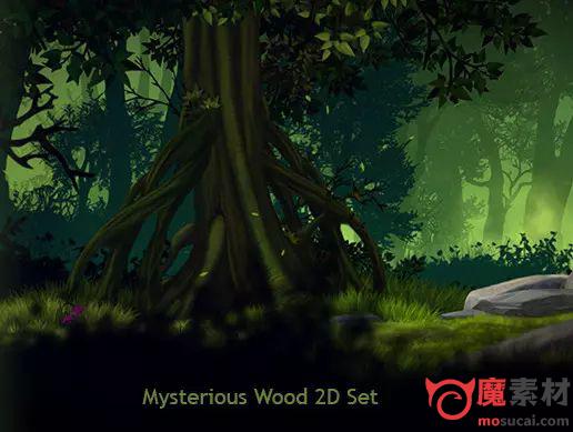 unity 2D森林场景环境资源包Mysterious Wood 2D Set
