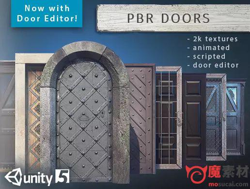 unity 高清门模型资源包PBR Doors pack