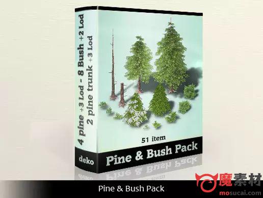 3D松树 雪松资源包Pine and Bush Pack