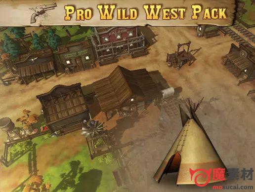 unity 美国西部小镇游戏场景环境资源包Pro Wild West Pack v1.5