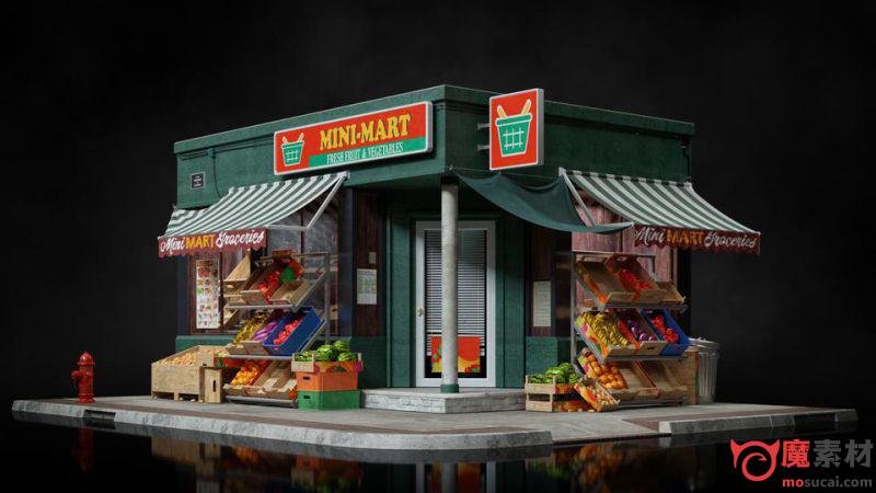 UE 虚幻3D资源Kitbash3D Storefronts街道店面门店陈列模型全套