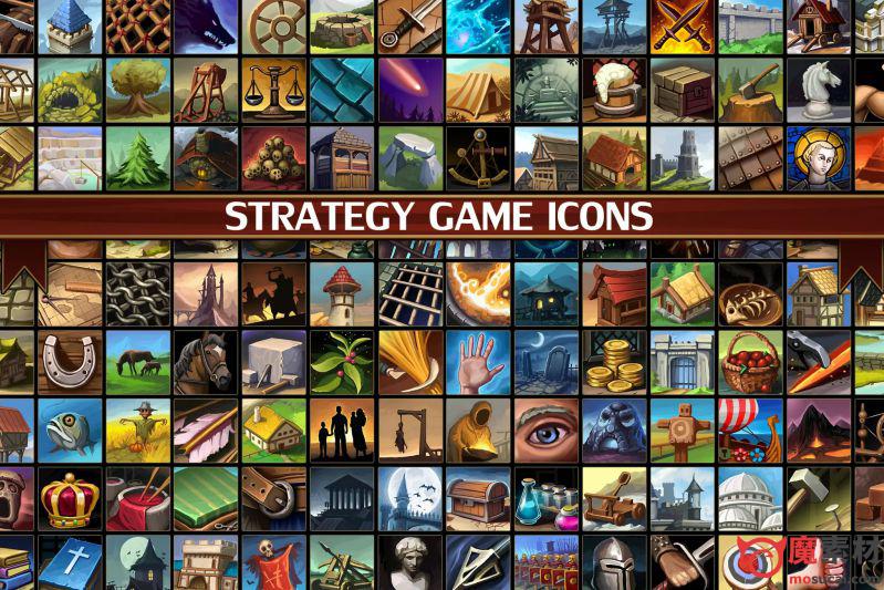 中世纪写实战略游戏图标Strategy Game Icons