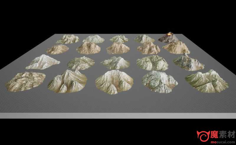 UE4 3D模型素材20个 高山 山脉 山体 地形环境资源包下载